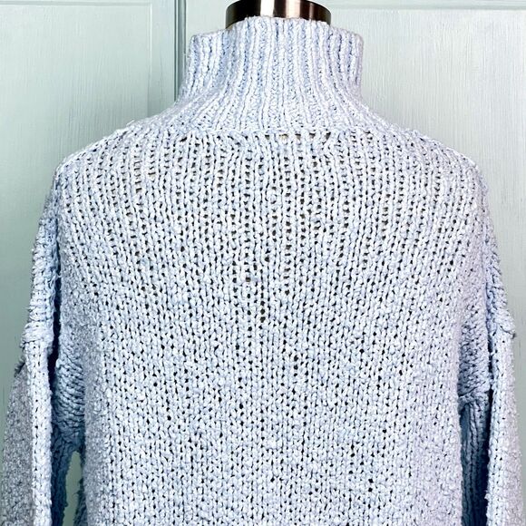 Anthropologie The Need-It Slouchy Pullover Sweater Oversized Mock Neck Blue XSP - Picture 6 of 12